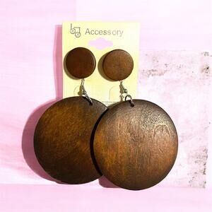 Earrings Bohemian Dark Brown Round Dangle Earrings with Matching Studs NWT